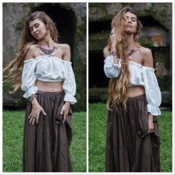 Handmade Tops - Romantic Handmade Organic Linen Boho Crop Top